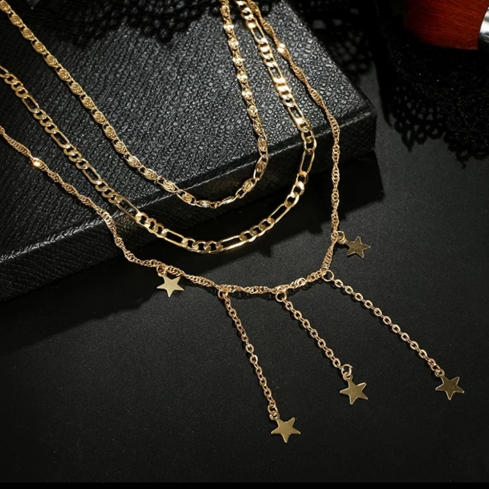 *Rivers* Stars and Chain Layered necklace - Picture 3 of 6